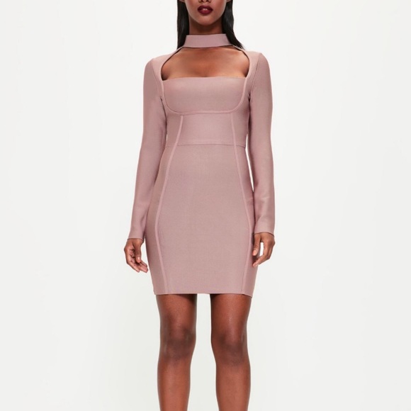 Peace +Love Pink Choker Neck Bandage Bodycon Dress - Picture 3 of 8